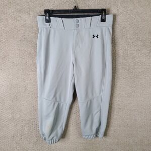 Under Armour Softball Pants Womens Small Gray Small Elastic Hem Double Knee